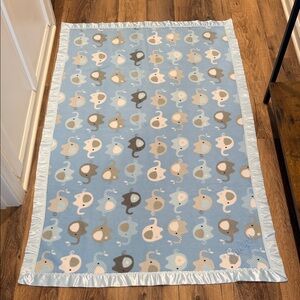 Blue Elephant Baby Blanket with name “Sawyer” boy baby blanket
